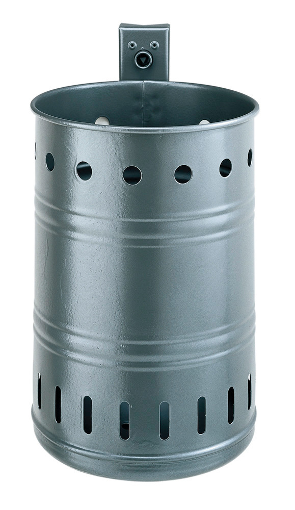 Corbeille, design "nervures / perforations", 35 litres, galvanisé à chaud - 1