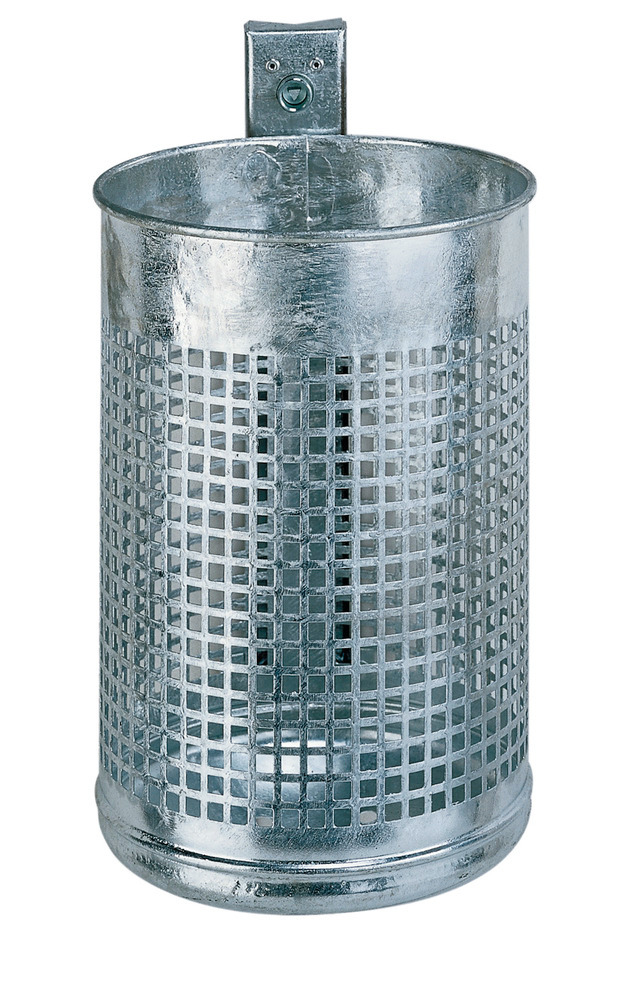 Cesto do lixo exterior, em chapa perfurada, volume de 20 litros, galvanizado - 1
