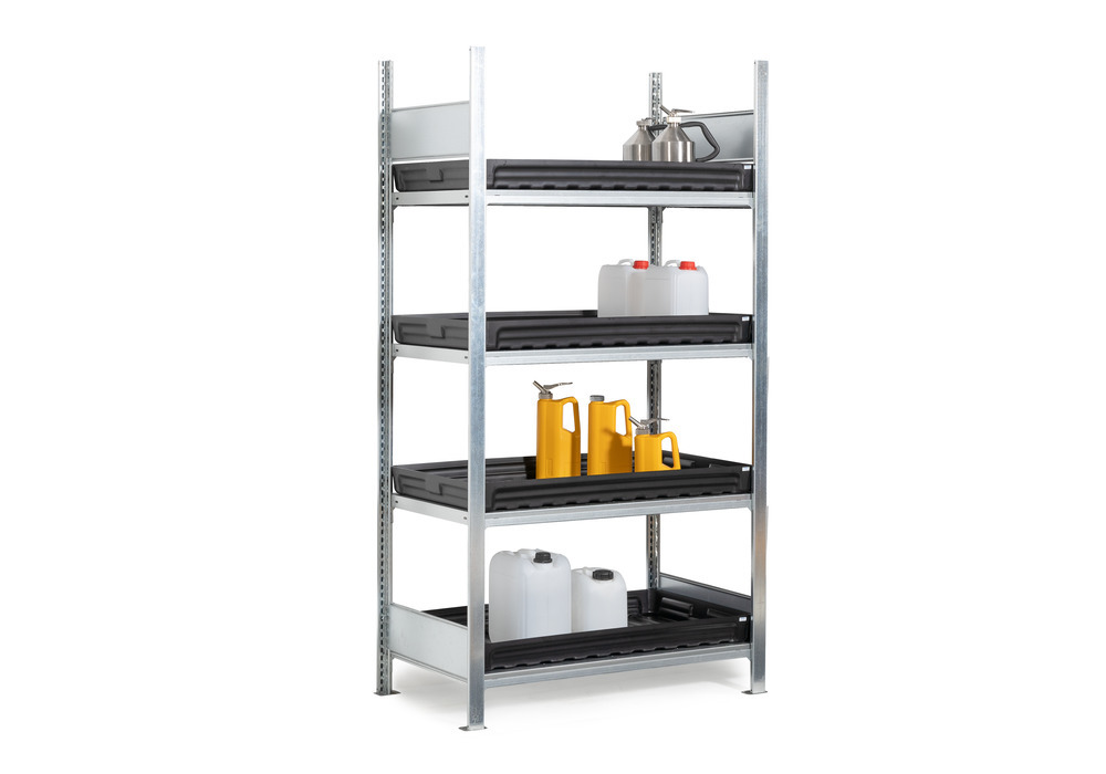 Scaffalatura per sost. pericolose GKW 1060 pro, 4 vasche in PE,  1060x637x2000 mm, elemento base - 1