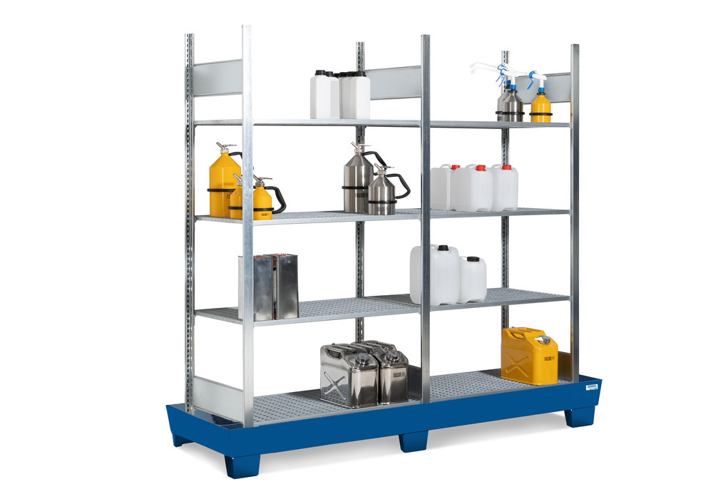 Containment shelving RPF 2060 for flammable substances, painted spill pallet, 8 galvanised grids - 1