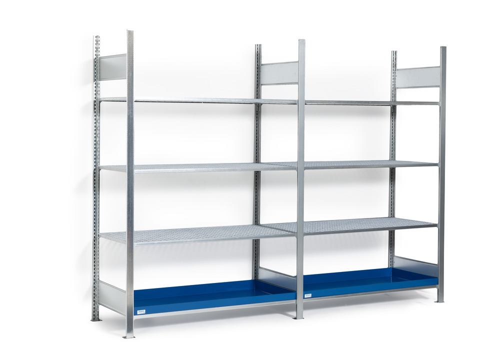 Hazmat small container rack, extension unit, 3 grids, painted spill tray,1312 x 437 x 2000 mm - 3
