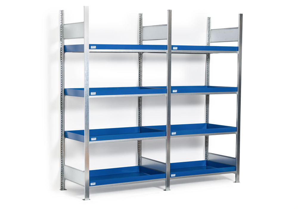 Hazmat small container rack, extension unit, 4 painted spill trays,1012 x 637 x 2000 mm - 3