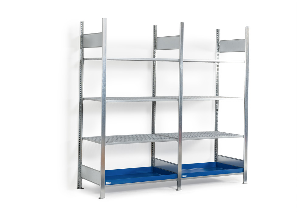Hazmat small container rack, extension unit, 3 grids, painted spill tray,1012 x 637 x 2000 mm - 2