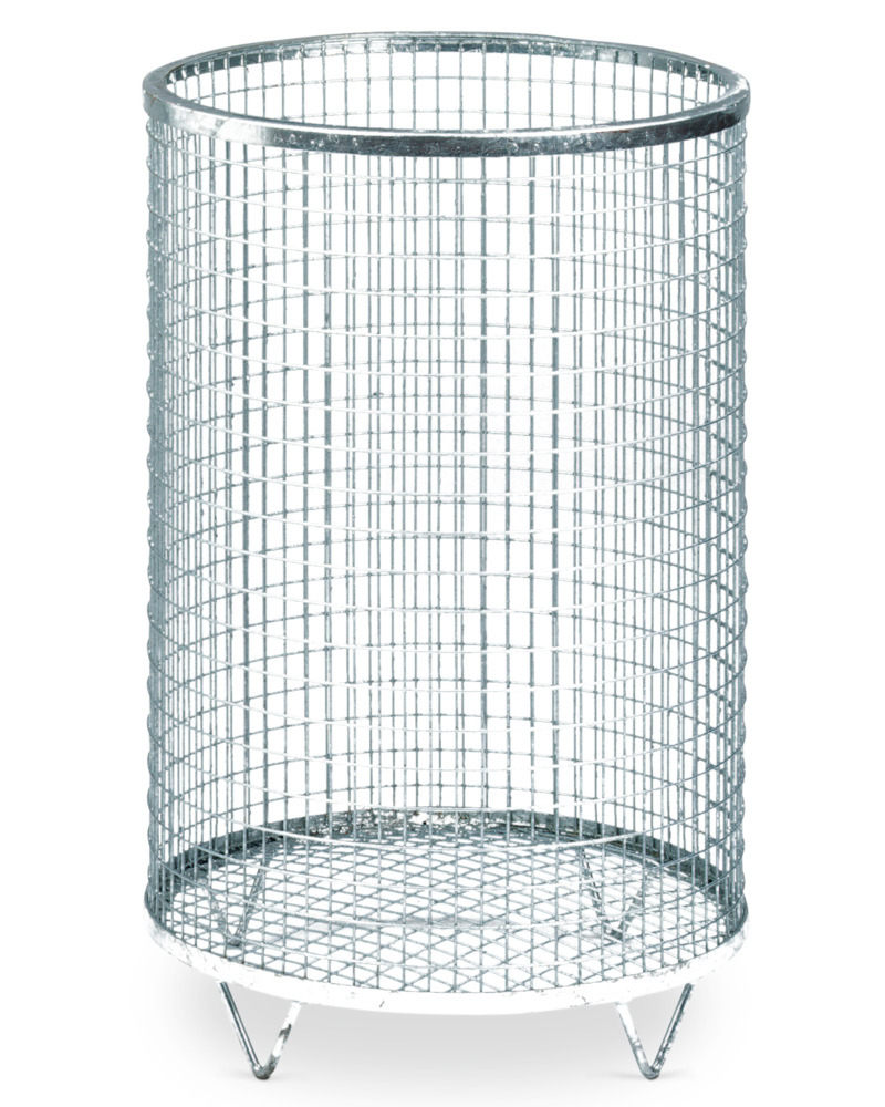 Avfallskurv av netting med gitterbunn, 75 liters volum, galvanisert - 1
