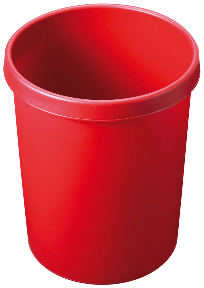 Papierkorb, mit umlaufendem Griffrand, 18 Liter Volumen, rot - 1