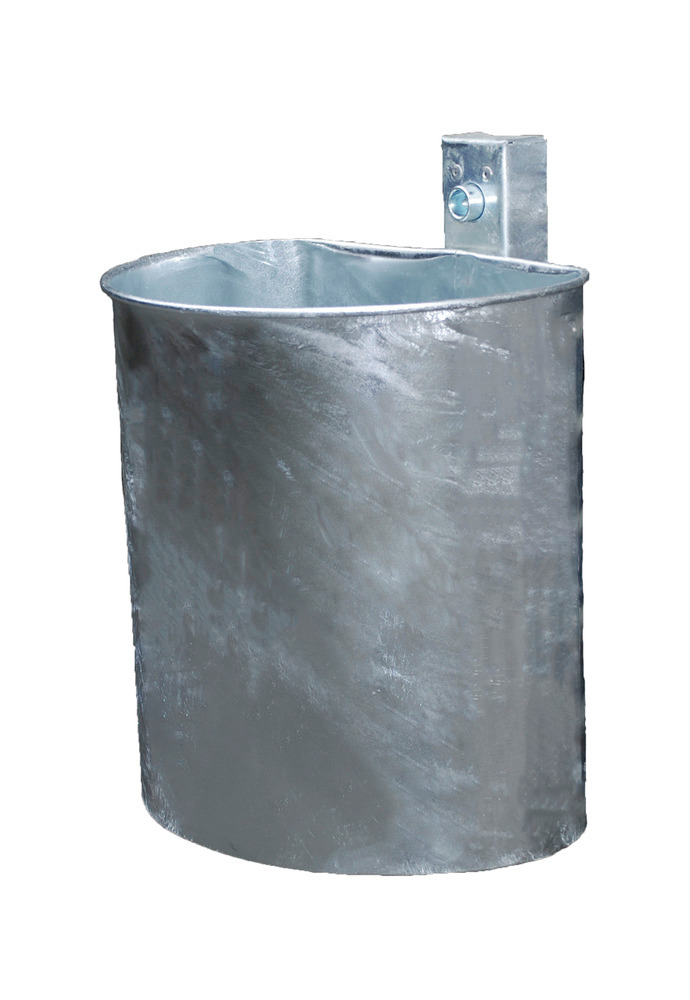 Waste bin, galvanized steel, closed design with wall mounting bracket, 20 litre capacity - 1
