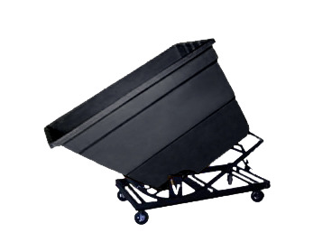 Self Dumping Hopper - Poly - 1.1 yd with Casters - Black - Dumps up to 40 degrees - Steel Tube Frame - 1