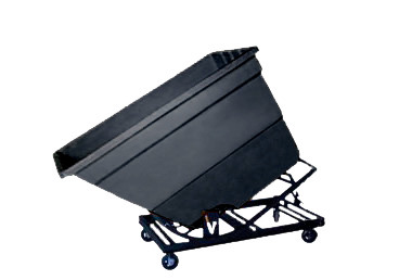 Self Dumping Hopper - Poly - 1.1 yd with Casters - Black - Dumps up to 40 degrees - Steel Tube Frame - 1
