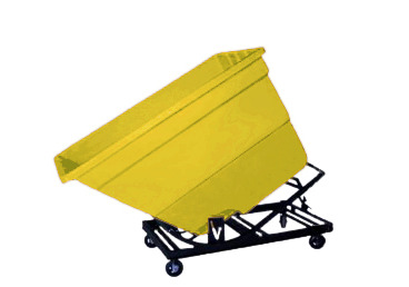 Self Dumping Hopper - Poly - 1.1 yd w Casters - Yellow - Dumps up to 40 degrees - Steel Tube Frame - 1