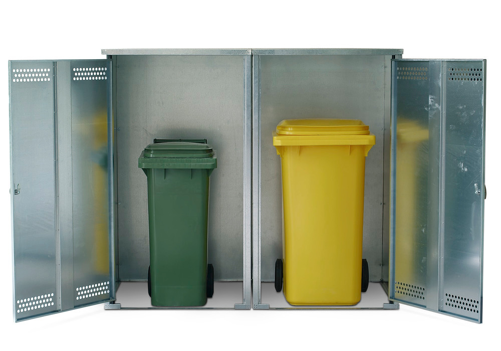 Contenedor accesorio galvanizado para cubos basura de hasta 360 l incluida pared trasera, Vario - 5
