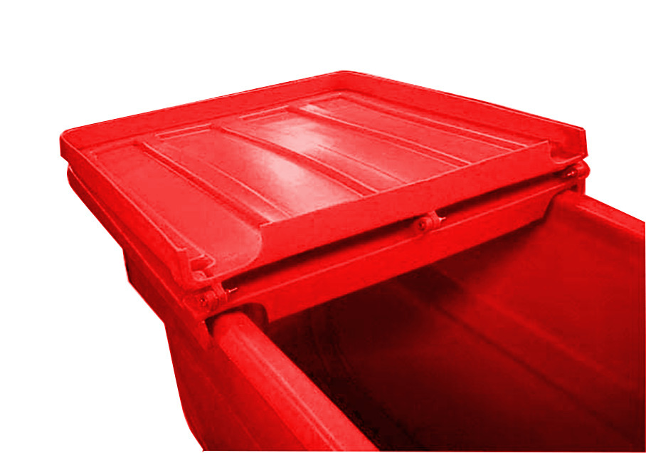 Tilt Truck Lid - Poly Construction - 1.7 yd - Red - 39 in x 42 in x 8 in - 1