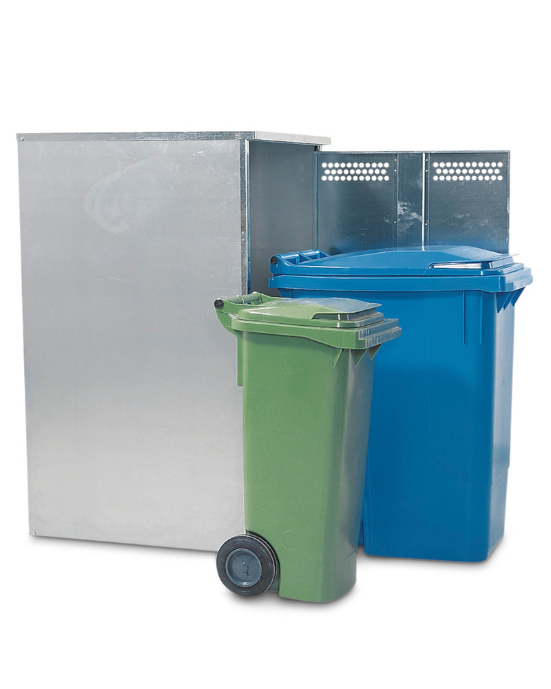 Variobak, verzinkt, voor afvalbakken tot 360 liter, incl. achterwand - 1