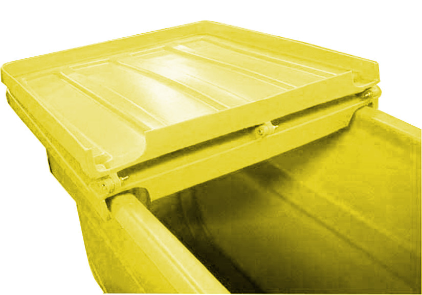 Tilt Truck Lid - Poly Construction - 5/8 yd - Yellow - 29 in x 28 in x 6 in - 1