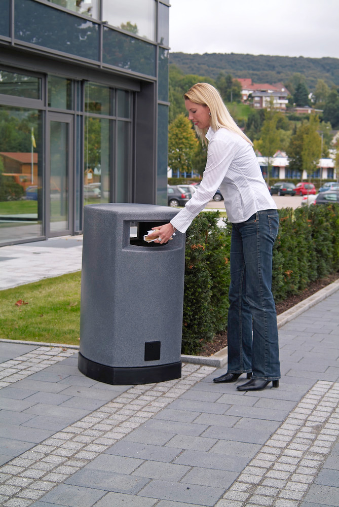 Bin in PE, with galvanized internal container, 120 litre capacity, grey body, black base - 2