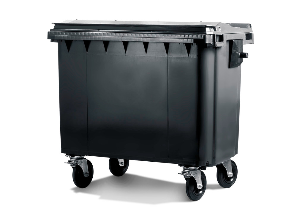 Affaldscontainer af polyethylen (PE), 500 liters volumen, grå - 1