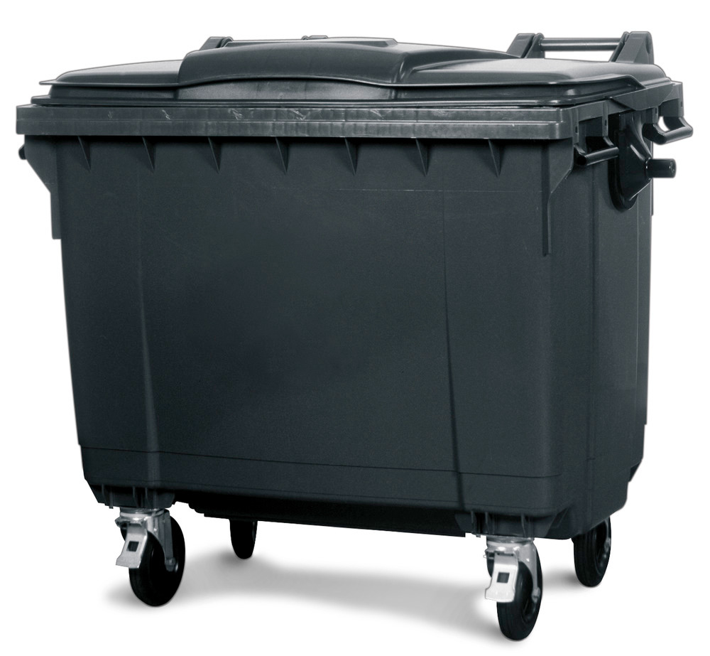 Müllcontainer aus Polyethylen (PE), 1100 Liter Volumen, grau - 1