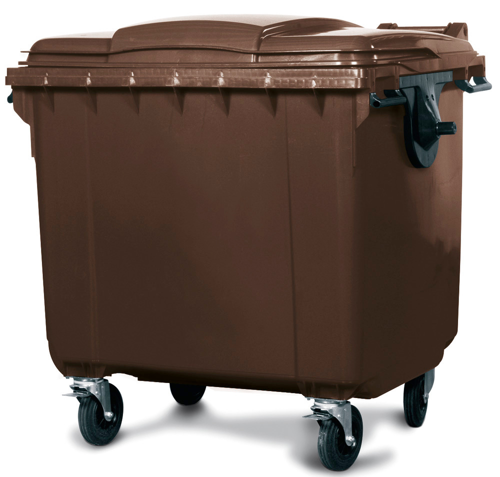 Müllcontainer aus Polyethylen (PE), 1100 Liter Volumen, braun, mit Ochsner-Adapter-CH - 1