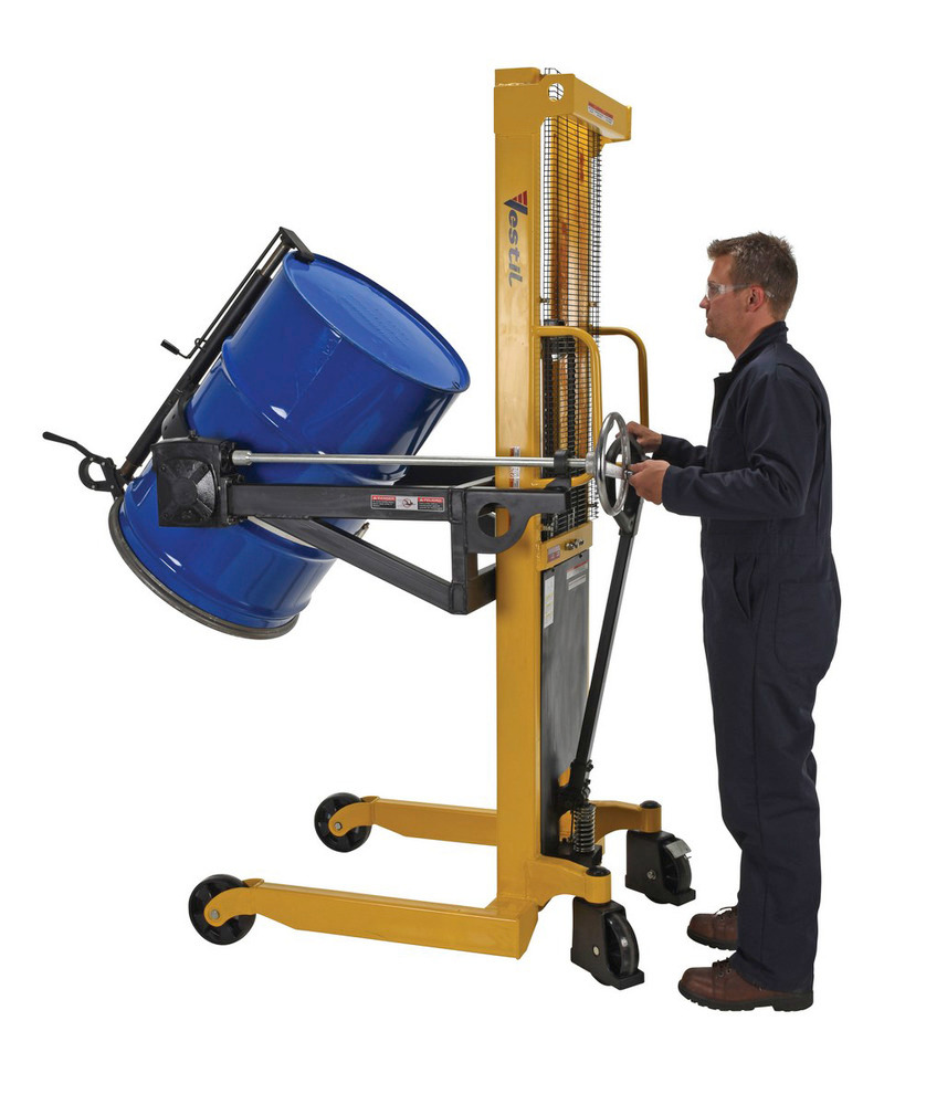 Drum Lifter & Rotator - Hand Powered Pump - Floor Lock - 550 lbs Load Capacity - 3