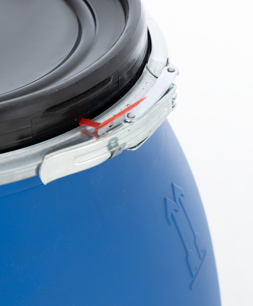 Plastic lidded drum, square, blue, 120 litres - 4