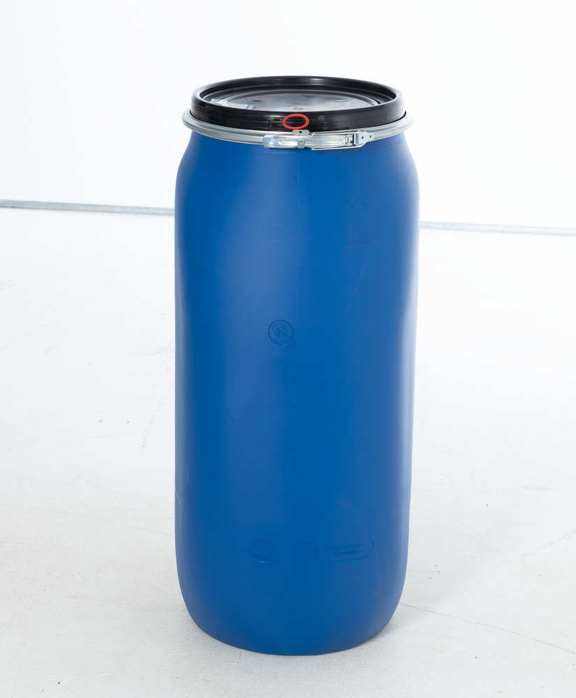 Fût plastique avec couvercle, carré, bleu, 120 litres - 3