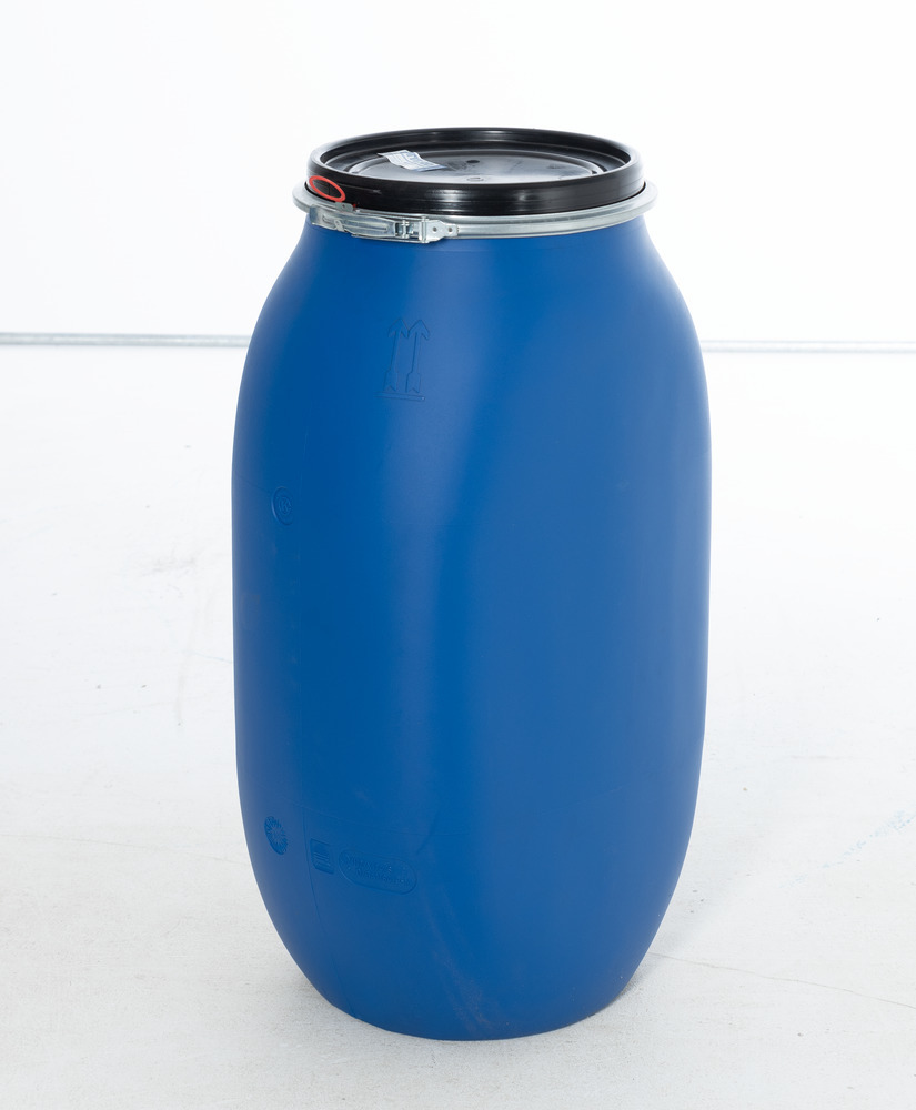 Plastic lidded drum, square, blue, 120 litres - 2