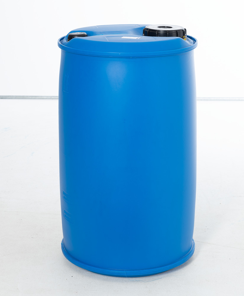 Plastic bung drum, 220 litre, bung thread 2'' coarse and wide neck opening DN150 - 1