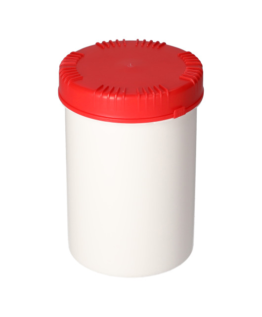 Boîtes plastique en PEHD avec couvercle, rondes, transparentes, 1000 ml, homologation UN, 5 pièces - 1