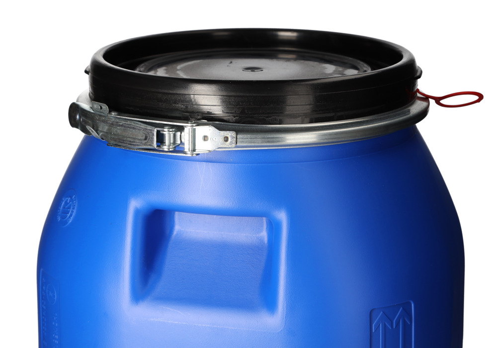 Plastic lidded drum, square, blue, 30 litres - 4