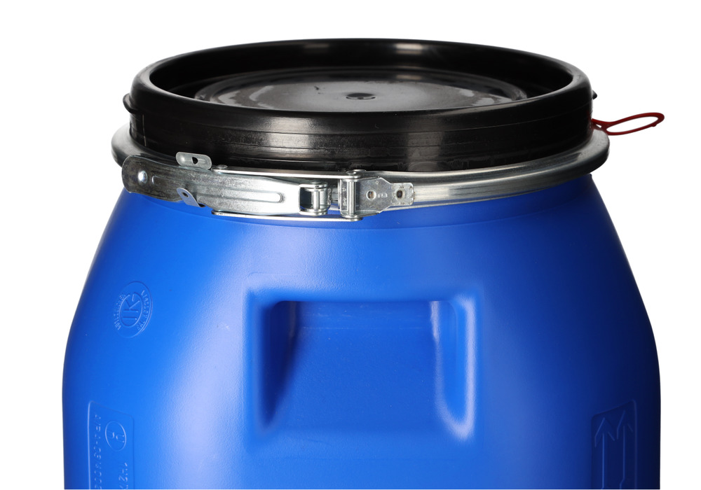 Plastic lidded drum, square, blue, 30 litres - 3
