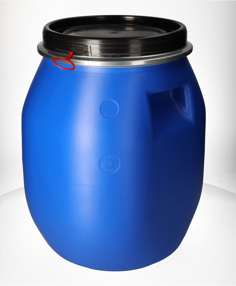 Plastic lidded drum, square, blue, 30 litres - 2