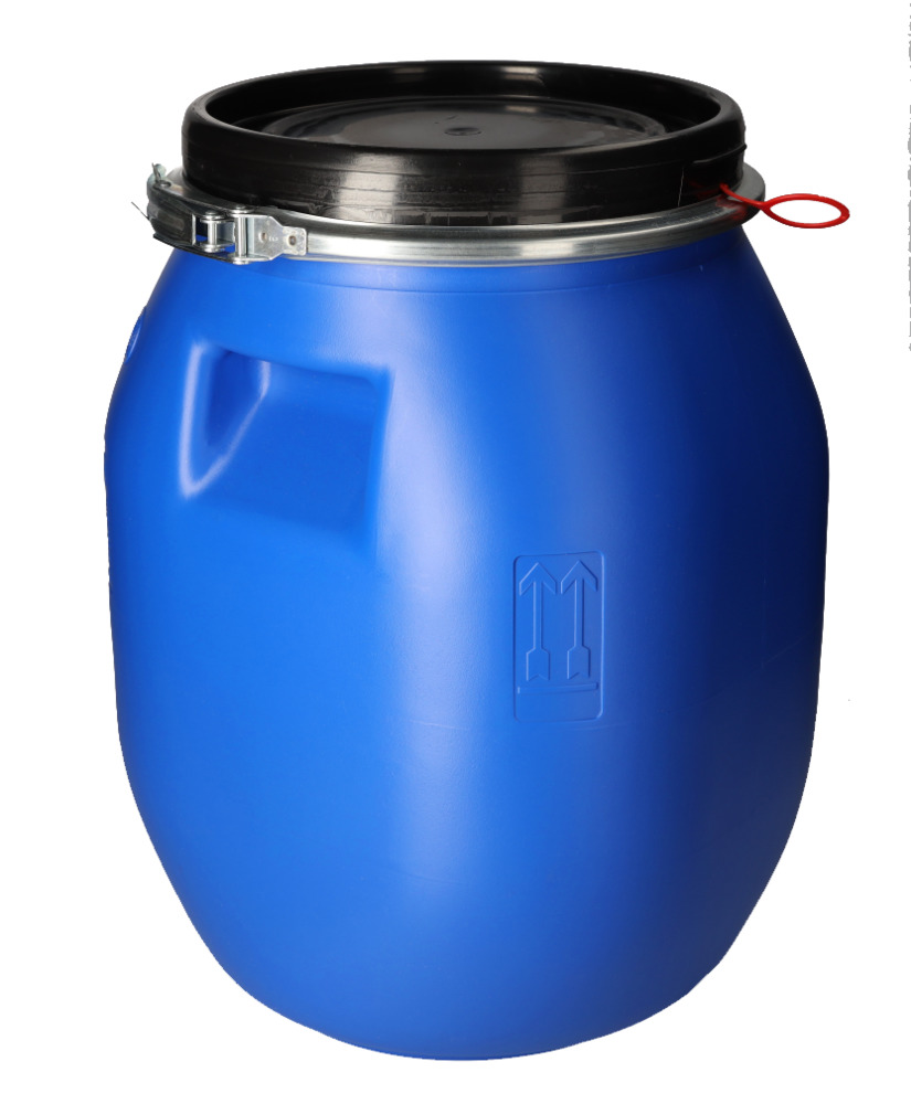 Műanyag fedeles hordó, négyszögletes, kék, 30 liter - 1