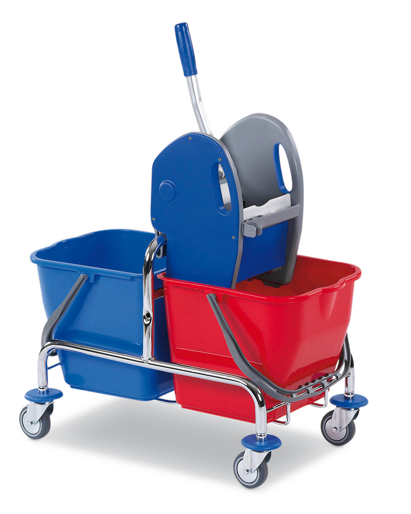 Cleaning trolley with two 17 litre buckets and wringer - 1