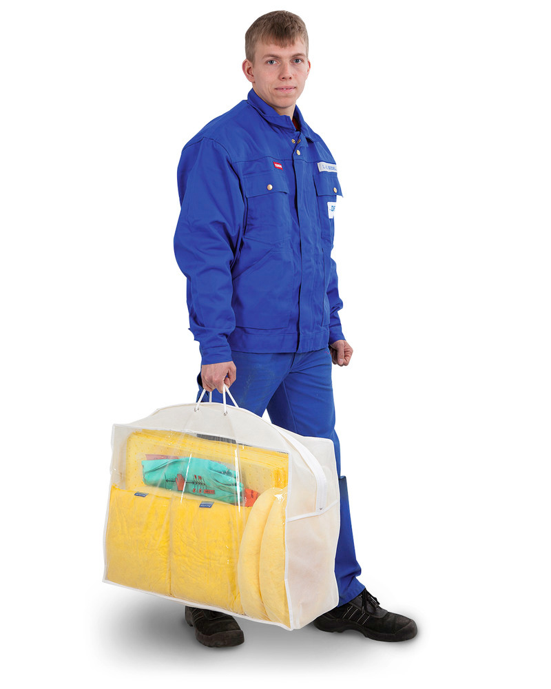 DENSORB emergency spill kit, in transparent carry case, Special version, 60 l - 2