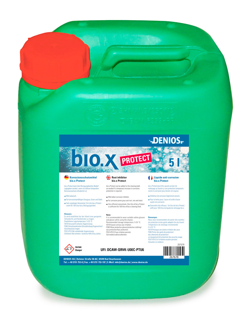 Agente anticorrosivo bio.x Protect en garrafa 5 l, aditivo para baños de limpieza bio.x - 1