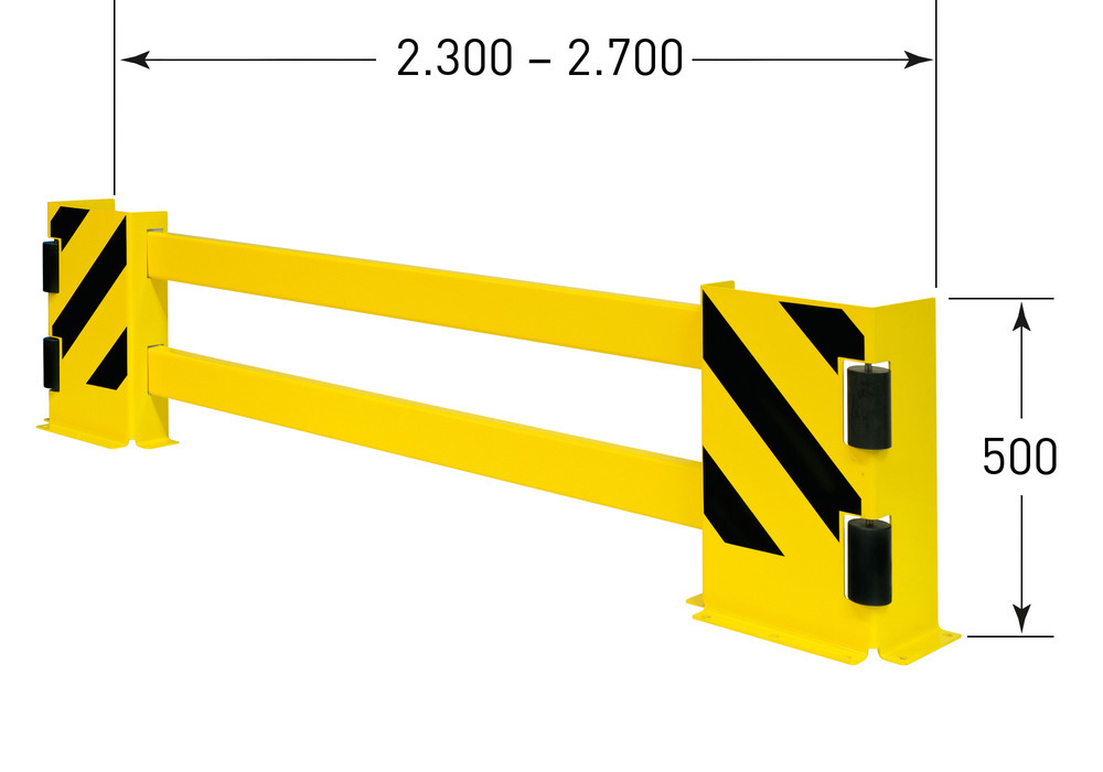 Rambarde de protection de rayonnage latérale basse D2.1, en acier plastifié, L = 2300 à 2700 mm - 3