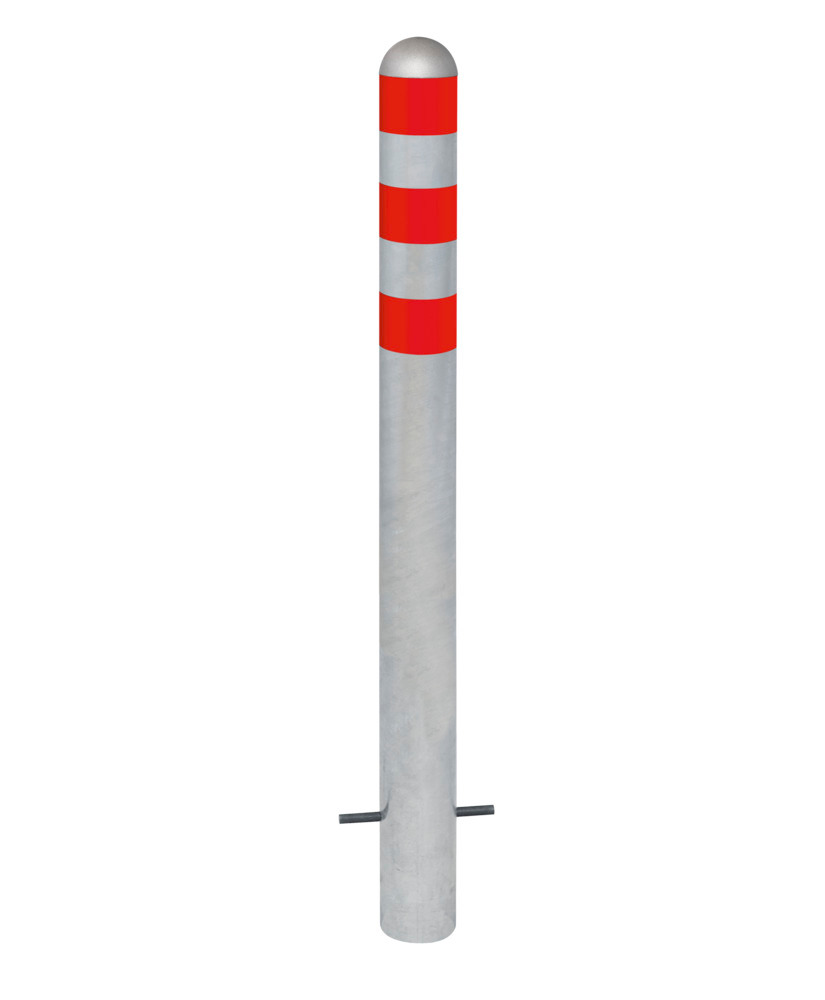 Ladesäulen Rammschutz-Poller aus Stahl, H 800 mm, Reflexringe rot, zum Einbetonieren - 1