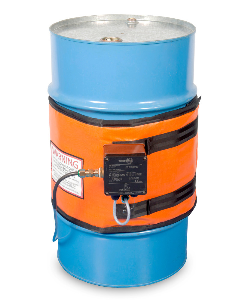 Varmekappe til 120 liters tromler, T3 Ex-beskyttelse, 0 - 85° C termostat,  1400 - 1650 mm, 295 watt - 1