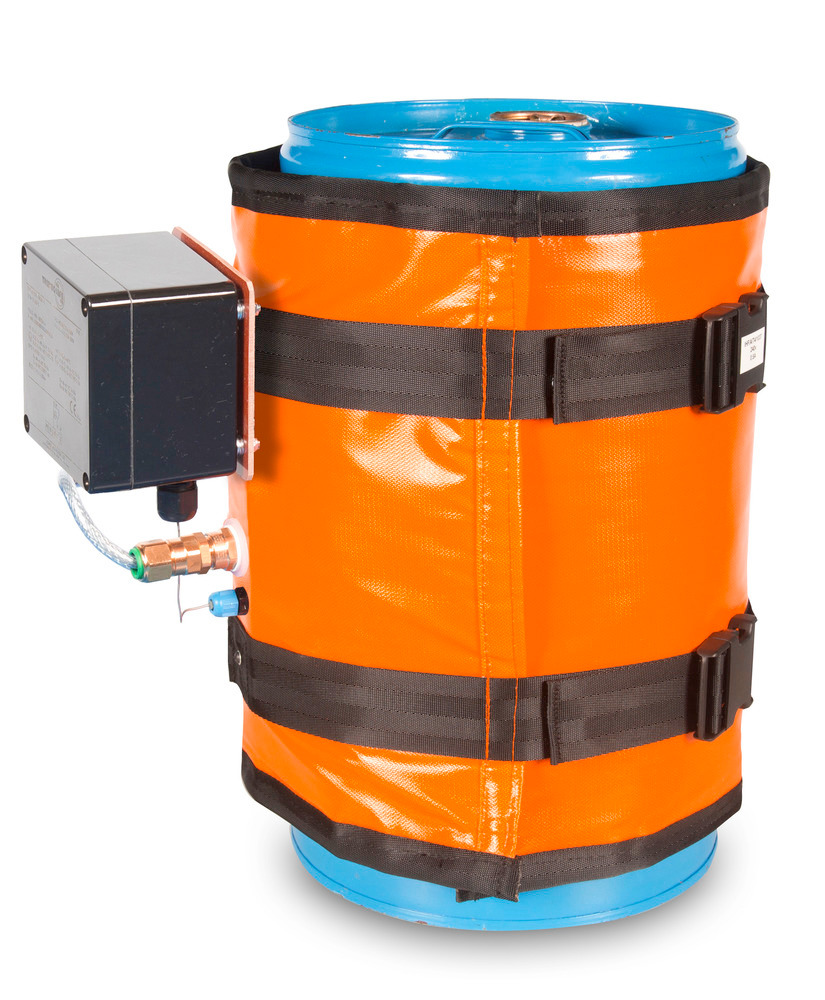 Varmekappe til 30 liters tromler, T3 Ex-beskyttelse, 0 - 85° C termostat,  870 - 1020 mm, 160 watt - 1
