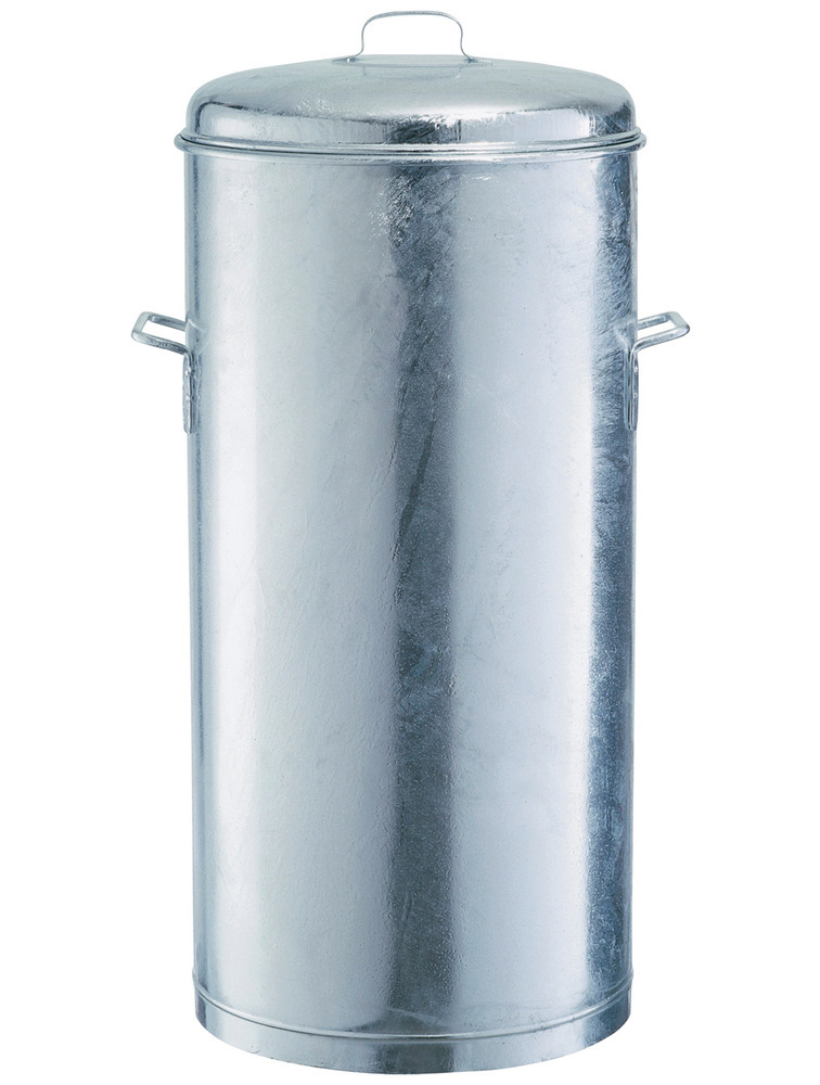 Cubo de basura de chapa de acero, volumen 100 litros, galvanizado - 1
