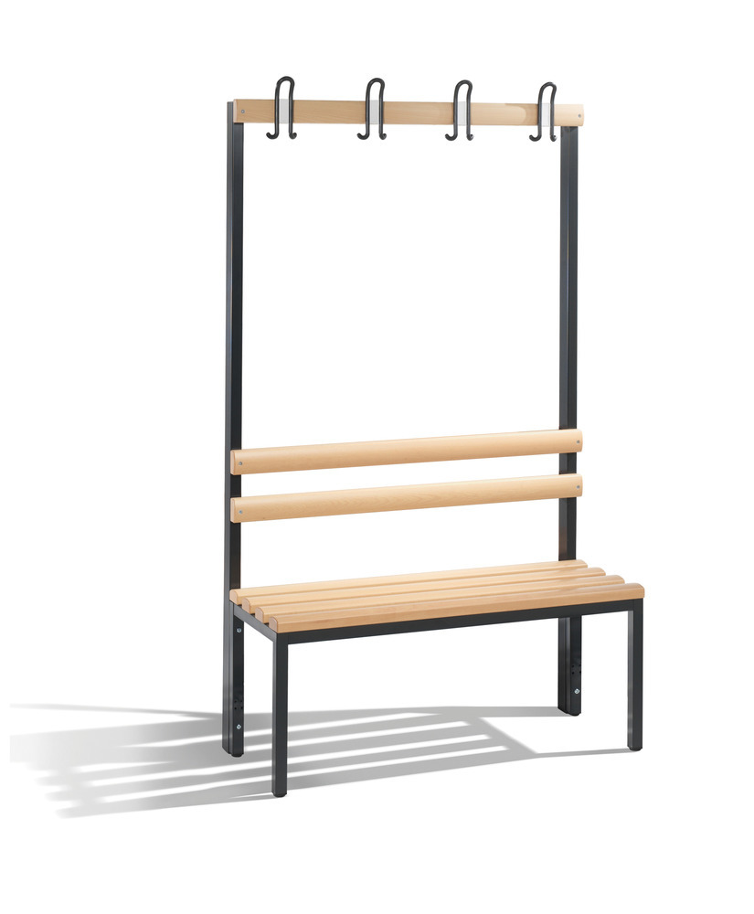 Panchina Basic per spogliatoio, frontale, doghe di seduta in faggio massiccio, L 1000 mm - 1