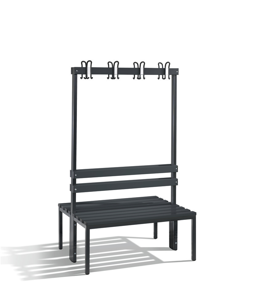Panchina Basic per spogliatoio, doppia, doghe di seduta in grigio chiaro, L 1000 mm - 1