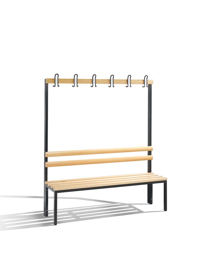 Panchina Basic per spogliatoio, frontale, doghe di seduta in faggio massiccio, L 1500 mm - 1