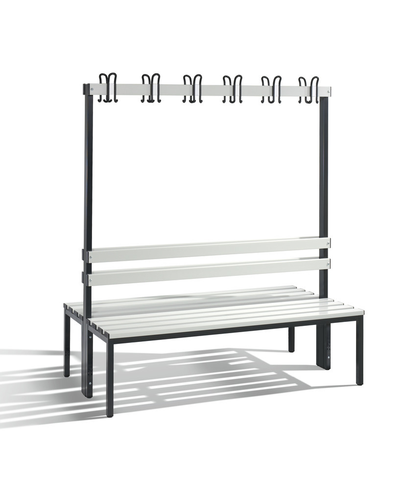 Umkleidebank Basic, doppelseitig, Sitzleisten lichtgrau, B 1500 mm - 1