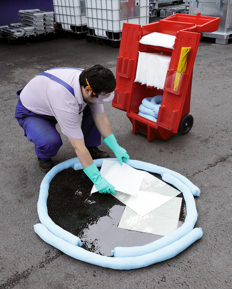 Kit d'absorbants anti-pollution DENSORB, absorbants en chariot rouge B, « spécial » - 2