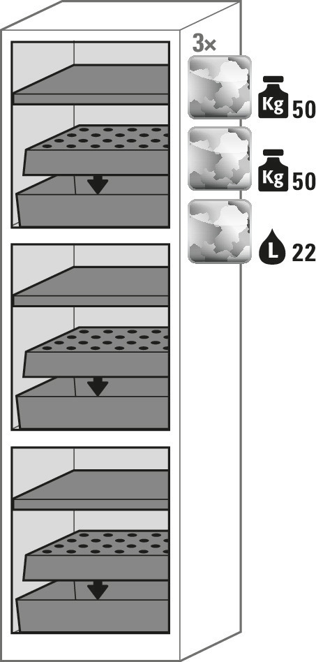 Armario multifunción, antracita/blanco, 3 estantes y bandeja cubeto: Combi Quadro tipo 63-3 - 3