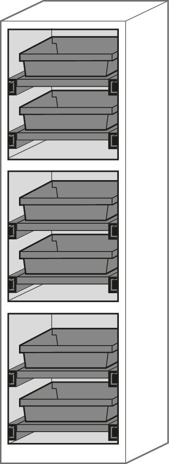 Szafa kombi Quadro, antracyt/biała, 3 przedziały szafy z 2 wysuwanymi półkami każdy, typ 63-6 - 5