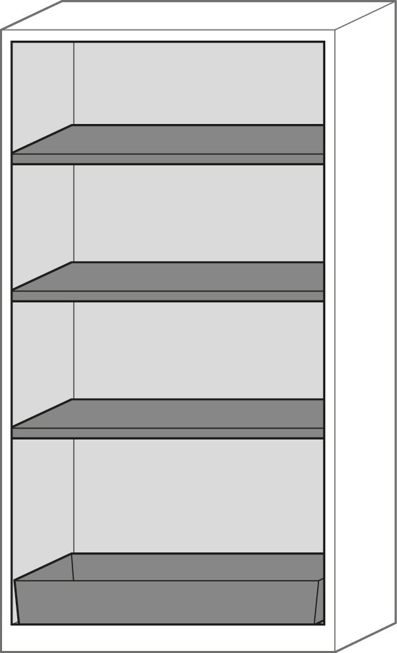 Kjemikalieskap Systema CS-103F, kabinett antracitgrå, grå foldedører, 3 hyller og bunnkar - 3