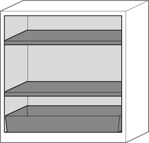 Armario para químicos Systema CS-102F, antracita, puertas plegables gris, 2 estantes y cubeto - 2