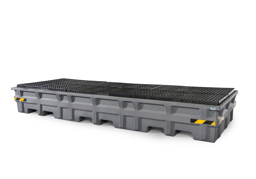 Spill pallet pro-line in polyethylene (PE) for 3 IBCs, with PE grid - 1