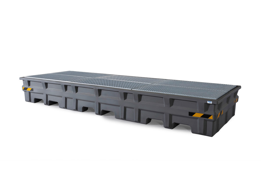 Spill pallet pro-line in polyethylene (PE) for 3 IBCs, with galvanised grid - 1